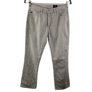 AG Adriano Goldschmied The Jodi Flare Crop Gray White Jeans PinStripe Size 26